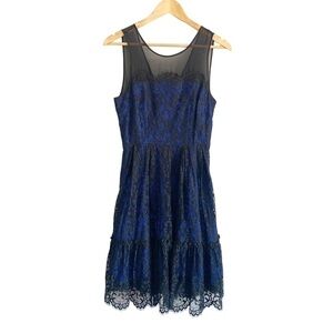 ANTHROPOLOGIE Moulinette Soeurs Royal Blue Lace Cottagecore Dress Size 4